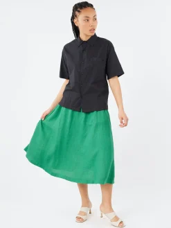 Merz b. Schwanen - SHIRT09LP Short Sleeve Poplin Shirt in Deep Black