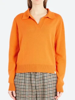 Merz b. Schwanen - SKVN02 Women's V-Neck Pullover in Pumpkin