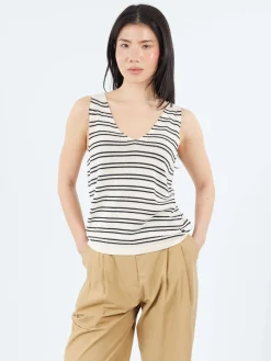 Merz b. Schwanen - WKTOP02 Knit Top in Nature and Dark Navy