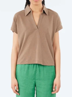 Merz b. Schwanen - WLINEN03 Polo Shirt in Faded Grain