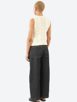 MJ Watson - 2557 Cable Knit Vest in Natural