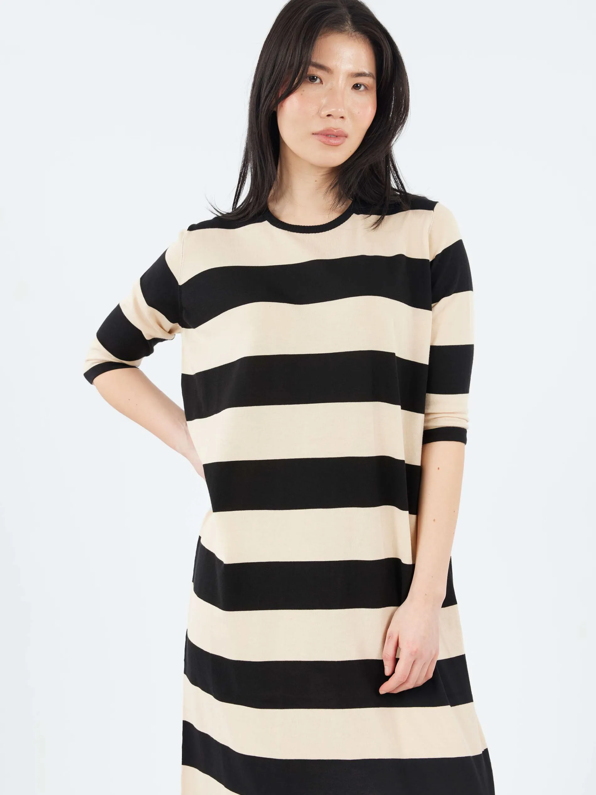 MJ Watson - 2522 Dress in Black and Oat