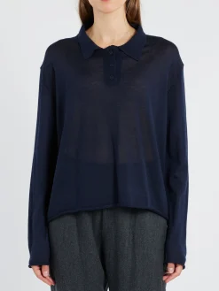 MJ Watson - Cashmere Polo in Navy