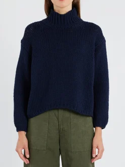 MJ Watson - Chunky Cashmere Blend Turtleneck in Navy