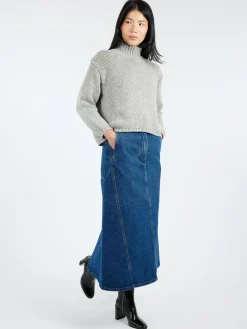 MJ Watson - Chunky Cashmere Blend Turtleneck in Light Grey