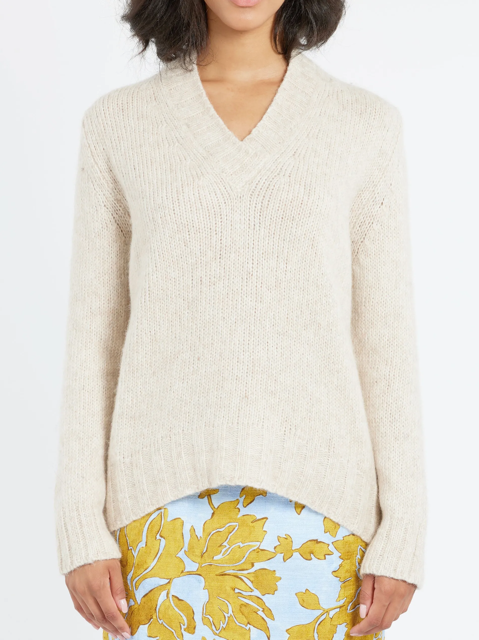 MJ Watson - V-Neck Sweater in Natural