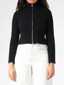 MM6 - Raw Hem Camionneur Sweater in Black