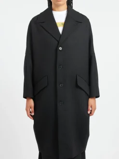 MM6 - Wool Gabardine Coat in Black