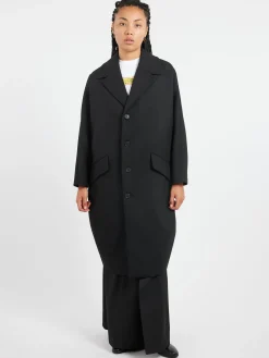 MM6 - Wool Gabardine Coat in Black