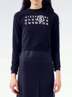 MM6 Maison Margiela - Logo Cropped Sweatshirt in Black