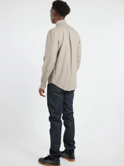 Naked & Famous - Soft Finish Classic Stripe Easy Shirt in Taupe