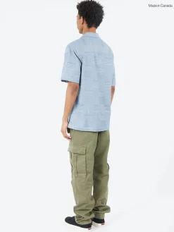 Naked and Famous - Dobby Patchwork Aloha Shirt in Pale Blue