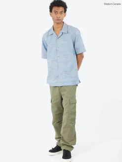 Naked and Famous - Dobby Patchwork Aloha Shirt in Pale Blue