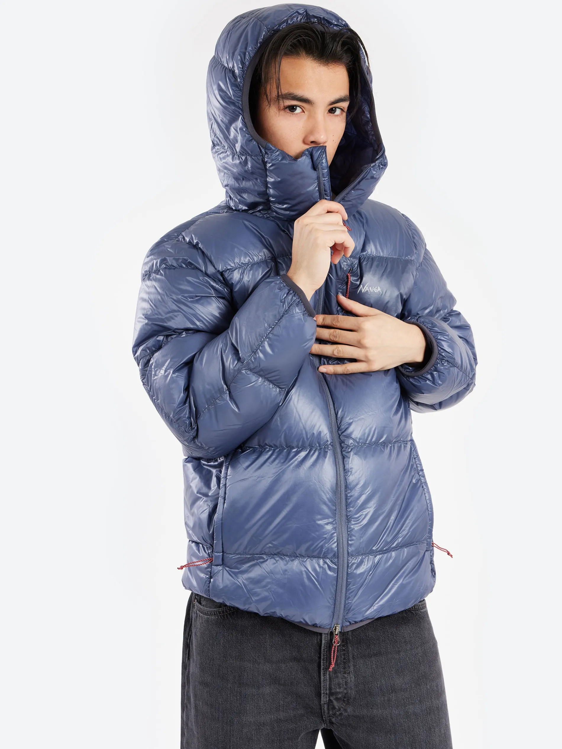 NANGA - Mountain Lodge Down Hoodie in Blue