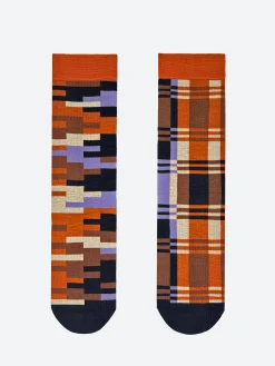 2nd PALETTE - Sunset Block Sock in Orange and Black