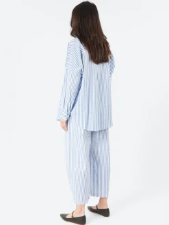 Neirami - Over V-Neck Blouse in Riga Sky