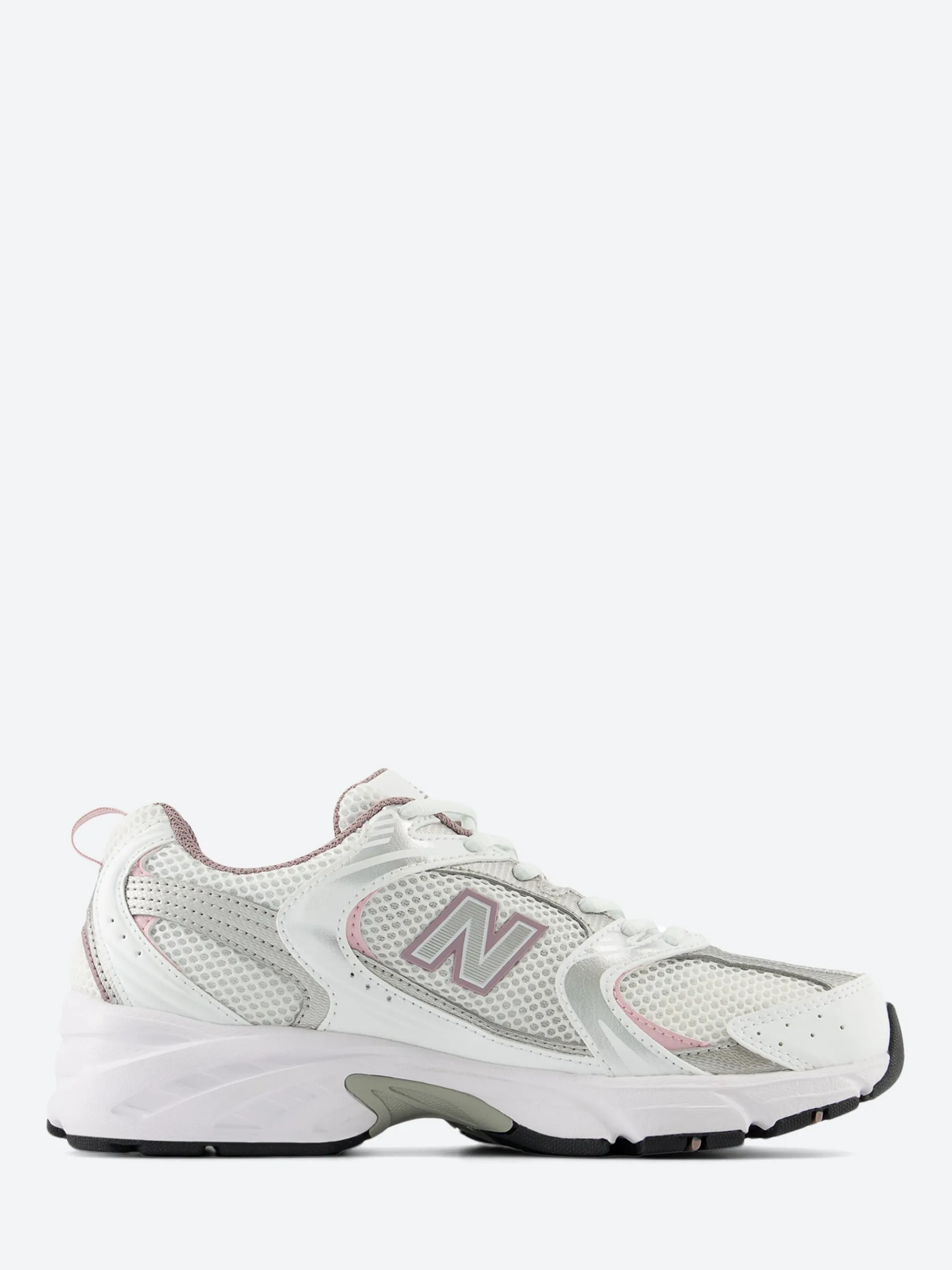 New Balance - 530 in White with Silver Metallic and Ice Wine