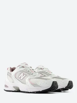 New Balance - 530 in White with Silver Metallic and Ice Wine