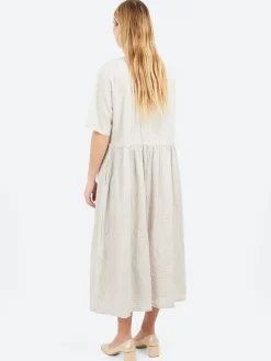 Pas de Calais - C/L Stripe Short Sleeve Dress in Natural