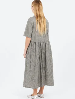 Pas de Calais - C/L Stripe Short Sleeve Dress in Black