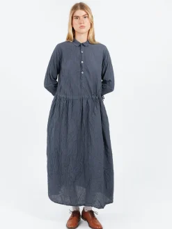 Pas de Calais - Classic Crinkle Dress in Charcoal