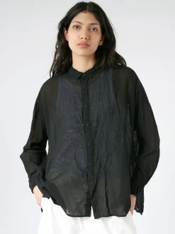 Pas de Calais - Crinkle Wine Dye Blouse in Black