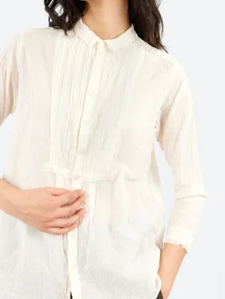 Pas de Calais - Random Pintuck Blouse in Natural