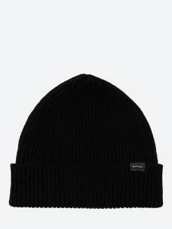 Paul Smith - Cashmere-Blend Ribbed Beanie Hat in Black