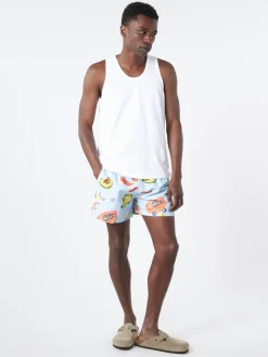 Paul Smith - Tropical Fruit Print Long Swim Shorts in Blues
