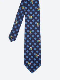 Paul Smith Accessories - Polka Dot with Flowers Tie in Navy