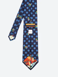 Paul Smith Accessories - Polka Dot with Flowers Tie in Navy