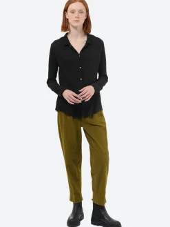 Pomandere - 9386 Crepe Shirt in Black