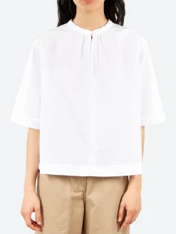Pomandere - Cotton Poplin Blouse in Optical White