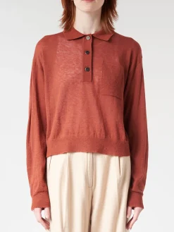 Pomandere - Knitted Polo in Brick