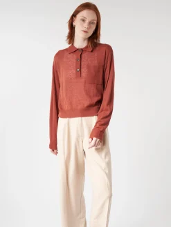 Pomandere - Knitted Polo in Brick