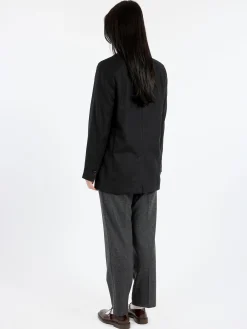 Pomandere - Single-Breasted Jacket in Black Wool-Blend Flannel