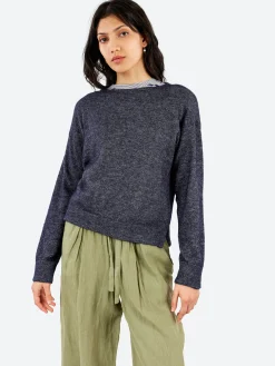 Pomandere - Striped Crewneck in Night Blue