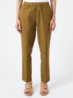 Pomandere - Trousers with Elastic Waist in Gold Khaki