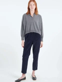 Pomandere - Trousers with Elastic Waist in Night Blue