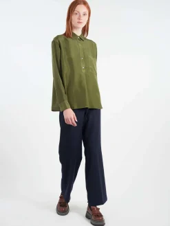 Pomandere - Wide Leg Trousers in Night Blue