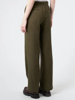 Pomandere - Wide Leg Trousers in Forest Herringbone