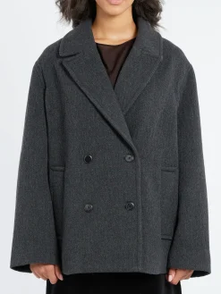 Pomandere - Wool-Blend Cloth Peacoat in Anthracite