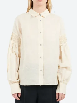 Pomandère - Embroidered Poplin Shirt in Wheat