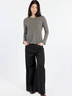 Pomandère - Long-Sleeved Striped Jersey T-Shirt in Ivory