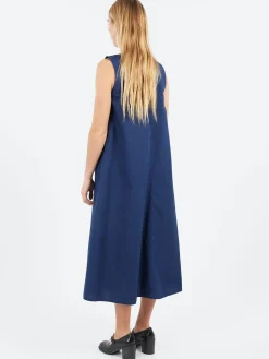 Pomandère - Sleeveless Poplin Dress in Night Blue