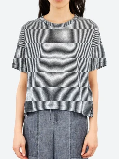 Pomandère - Striped Jersey T-Shirt in Indaco