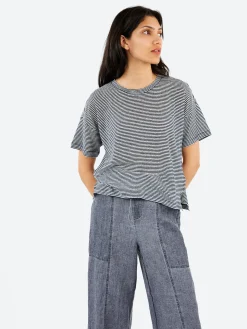 Pomandère - Striped Jersey T-Shirt in Indaco