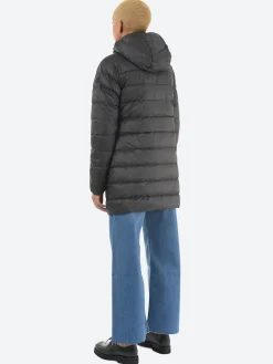 Quartz Co. - Livia Mid Lightweight Down Hooded Jacket in Black