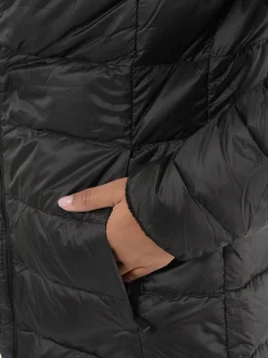 Quartz Co. - Livia Mid Lightweight Down Hooded Jacket in Black