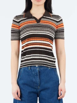 Roberto Collina - Multi-Striped Polo in Corallo